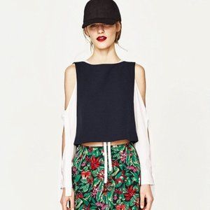 ZARA Two Piece Contrast Cut Out Tie Top